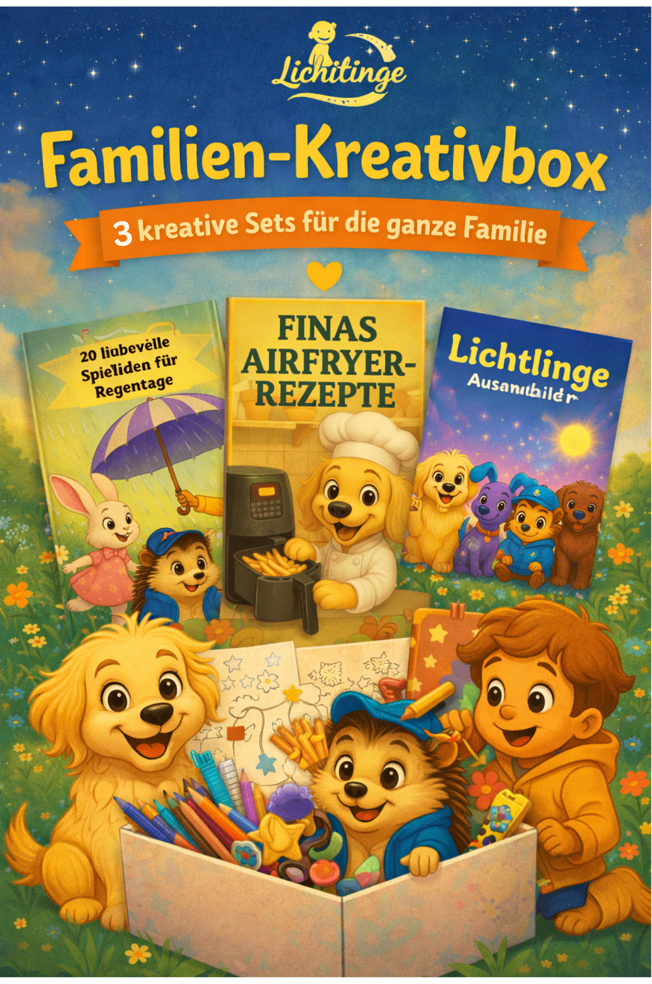🎨 Familien-Kreativbox – Ausmalbilder, Rezepte &amp; Spielideen